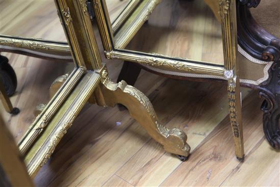 An early 20th century gilt cheval mirror, H.6ft 1in.